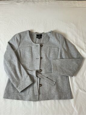 J.Crew Italian Wool Belted Jacket 16 Gray Bellucci